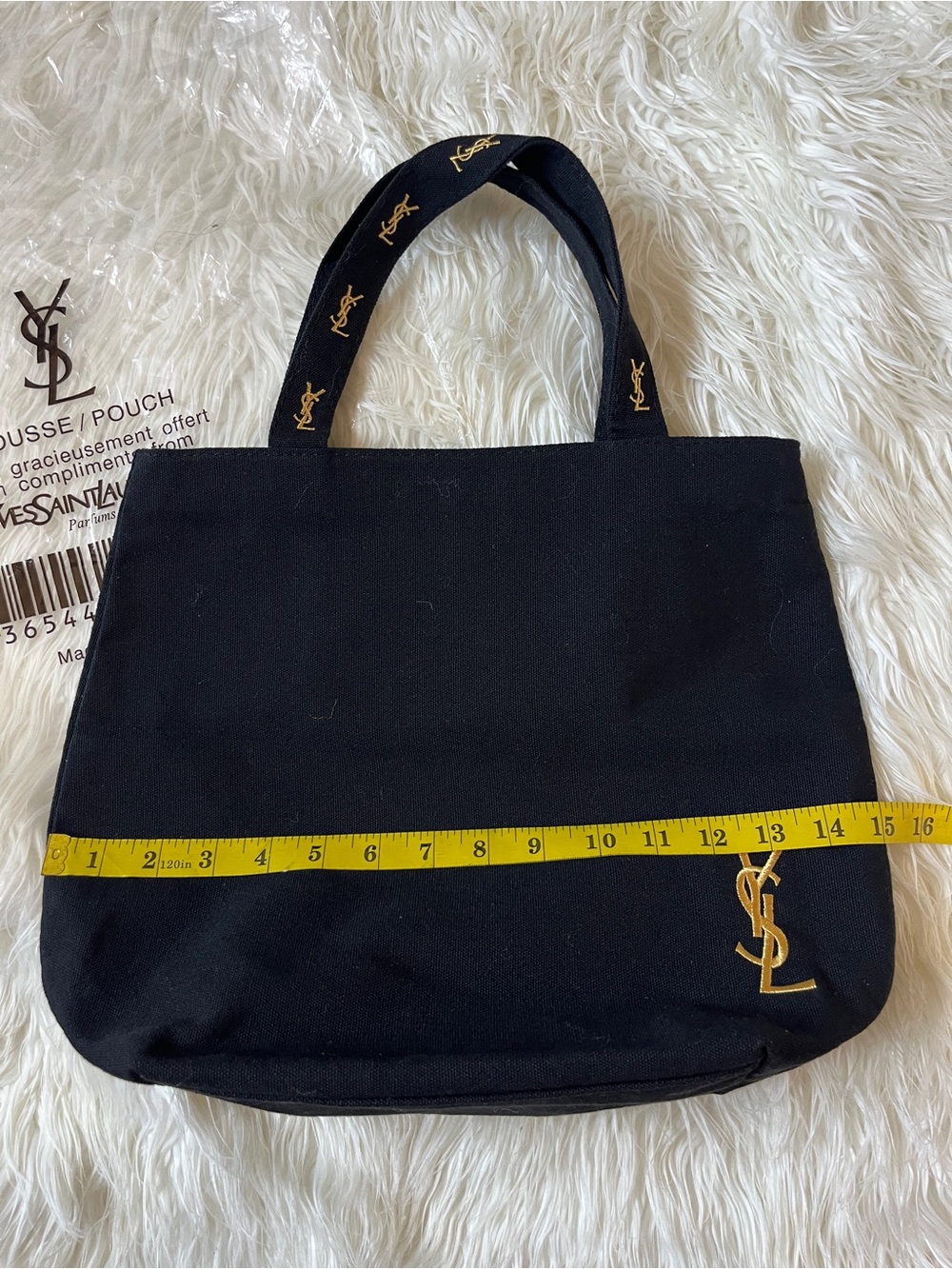 Yves Saint Laurent Black Canvas Tote with Gold YSL Embroidery, GWP - Picture 13 of 16